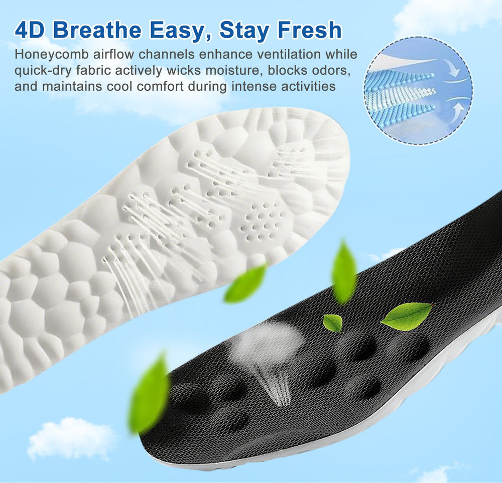 Giwytey 4D Cloud insoles, thick heel pad for shock absorption