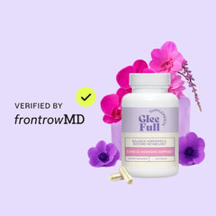 GLEEFULL SUPPS GleeFull Over 30 bottle resting on a wooden surface for daily routine.