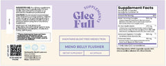 GLEEFULL SUPPS Meno Belly Flusher third-party test seal showcasing quality assurance.