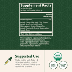 Global Healing Center Acid Reflux Relief ingredients highlight slippery elm and chamomile