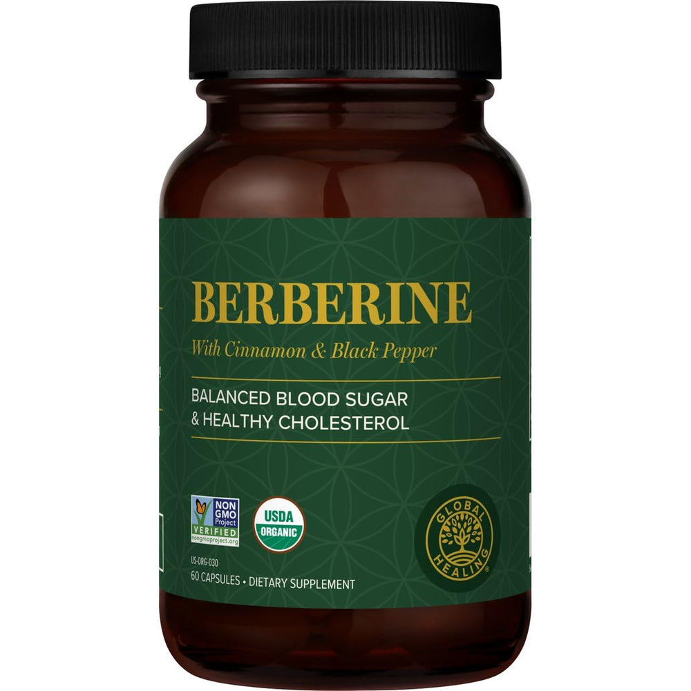 Global Healing Center berberine 1200 mg bottle front for weight management support.
