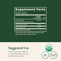 Berberine with cinnamon and black pepper from Global Healing Center packaging.