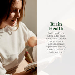 Global Healing Center Brain Health label close-up showing organic ingredients.