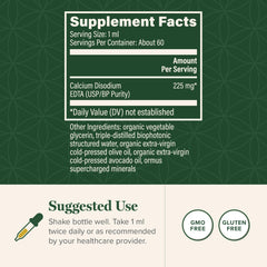 Global Healing Center calcium disodium EDTA label close-up highlighting ingredients for informed selection.