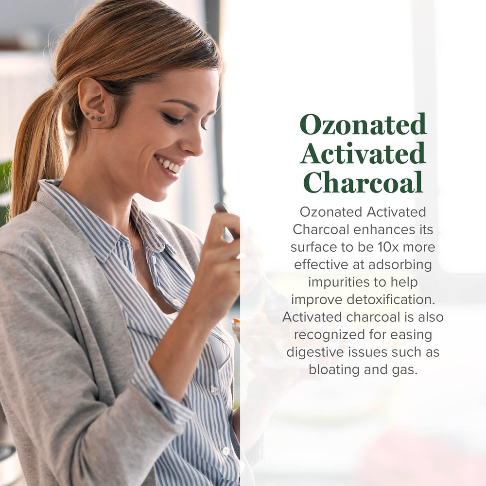 Global Healing Center digestive detox scene shows convenient, on-the-go support for occasional bloating.