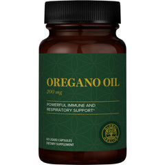 Global Healing Center oregano oil capsules bottle front for easy immune support