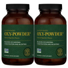 Global Healing Center Oxy-Powder bottle front showing capsules for gentle cleansing.