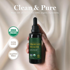 Global Healing Center Prostate Health label detail emphasizing organic formula.