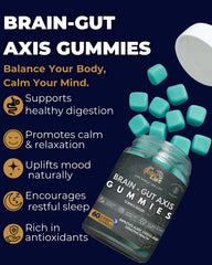 Global-List Gut Health Gummies bottle side label with ingredient highlights.