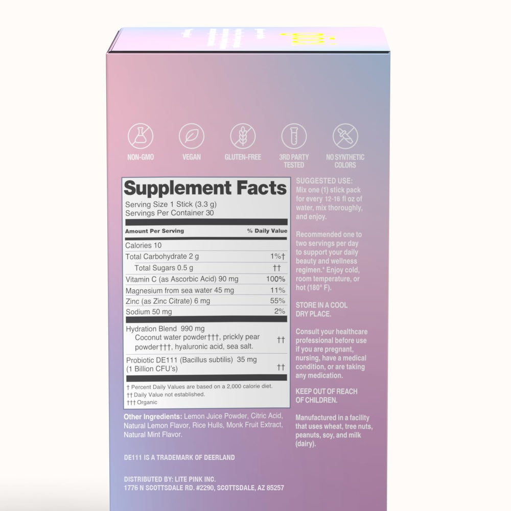 Glōci Skin + Gut final glow routine depiction.