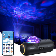 Glocusent Star Projector paints ceiling with nebulas for a calming night atmosphere.