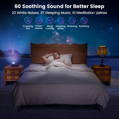 Glocusent Star Projector displays a starry sky across the living space for relaxation.