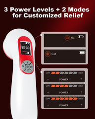 GLOHFAN device on shoulder demonstrating muscle relief session.