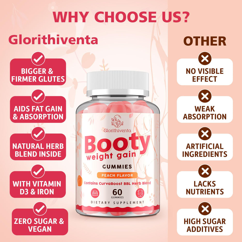 Glorithiventa Booty Gummies vegan label emphasizes plant-based, sugar-free indulgence