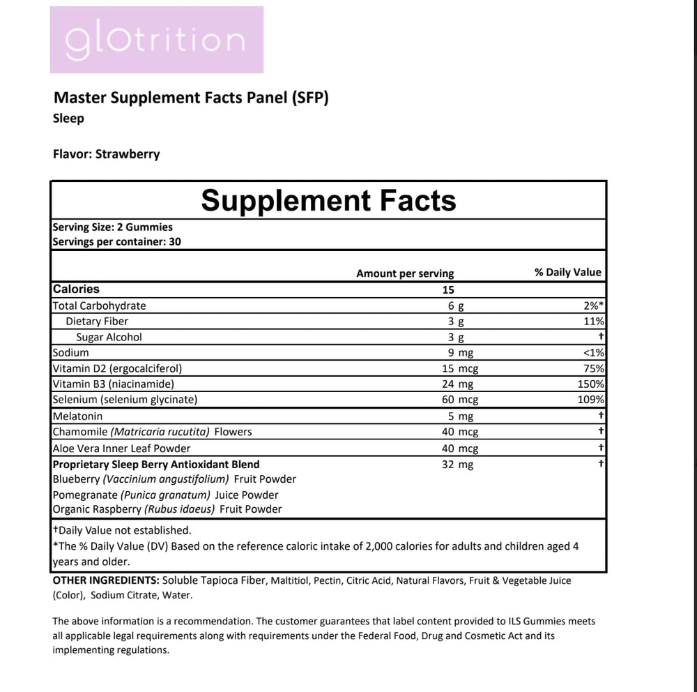 Glotrition Beauty Sleep Gummies night routine scene hints at deeper sleep.
