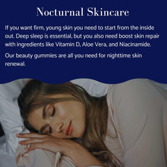 Glotrition Beauty Sleep Gummies packaging demonstrates convenient, non-habit nighttime support.