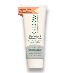 Glow Botanica Glow by Hormone University magnesium lotion bottle close-up for relaxation