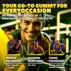 GlucoBio creatine gummies shown during training, suggesting potential energy support for workouts