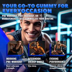 GlucoBio Creatine Gummies electrolyte blend image implies hydration support during activity.