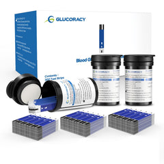 Glucoracy 300-count strips bottle for convenient at-home glucose testing.