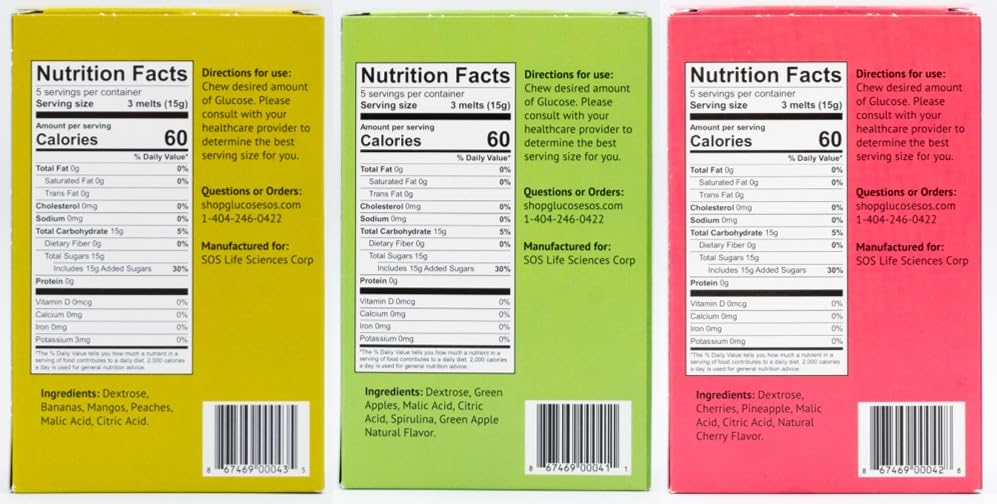 Glucose SOS Melts provide a 15g serving on the go without water