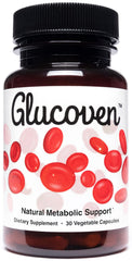 Glucoven bottle front with natural ingredients for metabolic support.