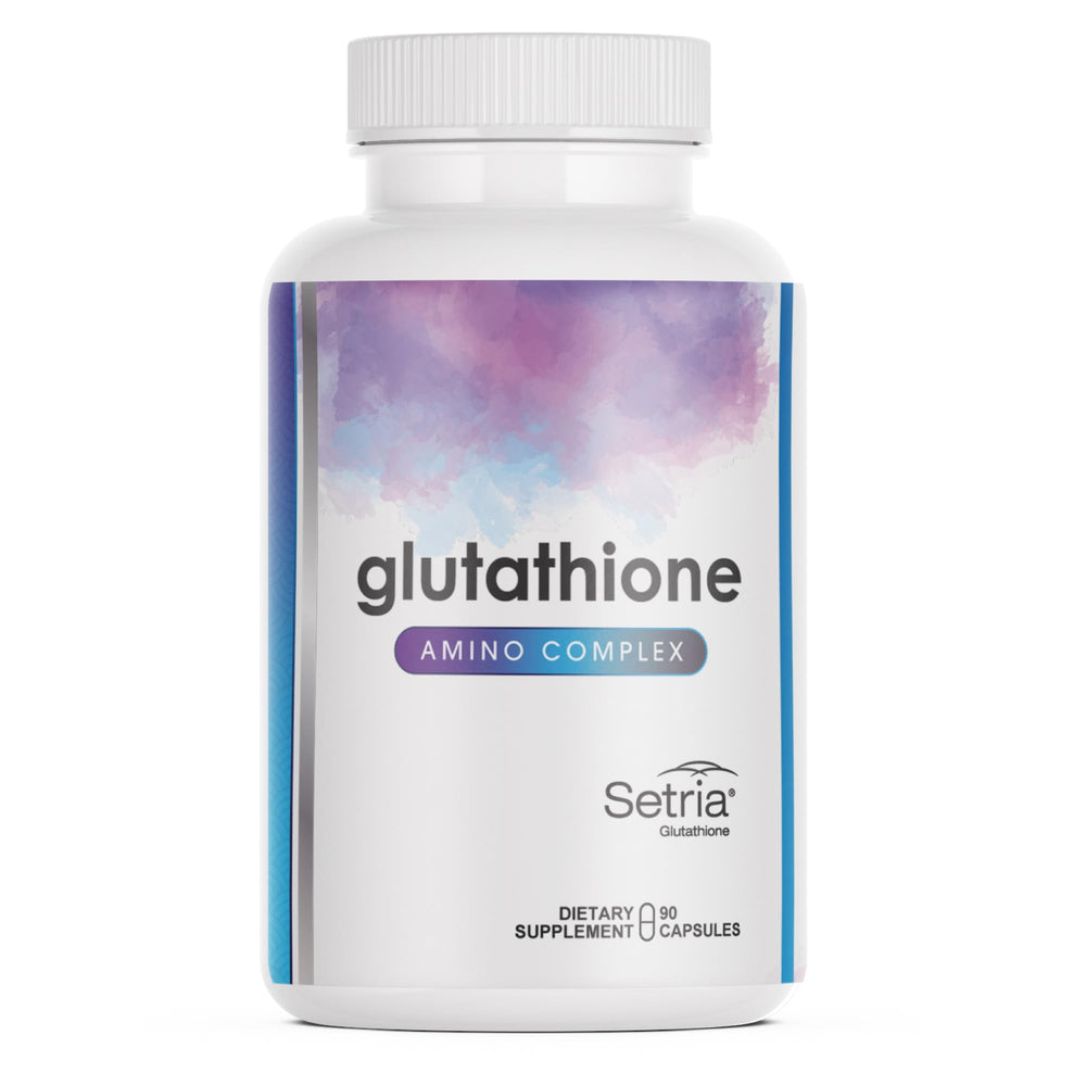 Glutathione Amino Complex bottle front with high absorption antioxidant branding.
