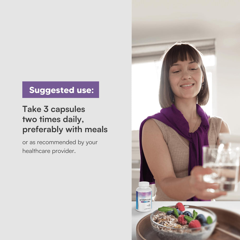 Glutathione Amino Complex capsules arranged for daily use.