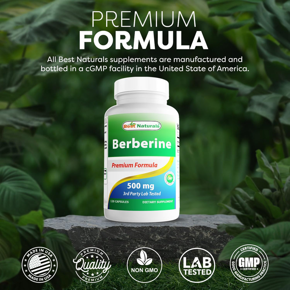 Gluten-free, Non-GMO Best Naturals Berberine bottle for dietary-conscious shoppers.