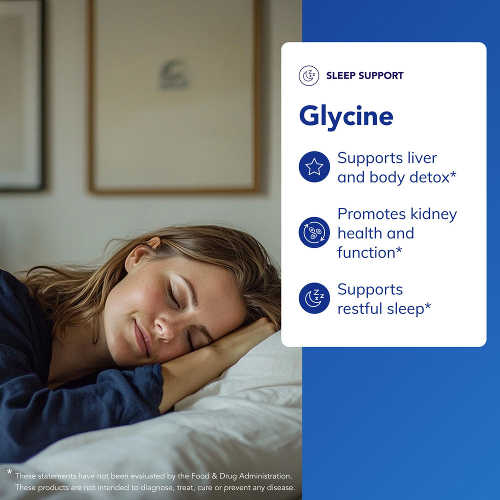 Glycine capsules near liver detox label imply potential liver support