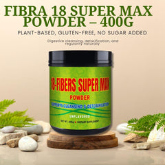 G.M.J Fibra 18 Super MAX powder stirred into juice for convenient daily use