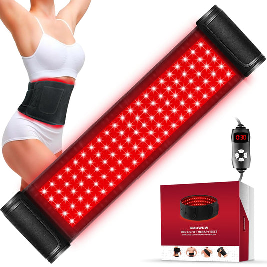 GMOWNW red light therapy belt front view with 3-in-1 LEDs for whole-body use