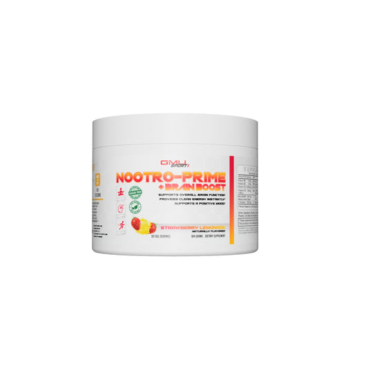 GMU SPORT Nootro-Prime bottle front highlighting brain-boosting formula for daily focus.