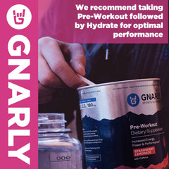 Gnarly Hydrate Raspberry serving scoop illustrates precise dosing for workouts.