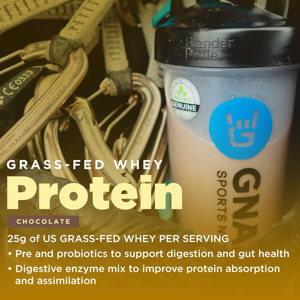 Athlete prepares a Gnarly chocolate protein shake for recovery after training.