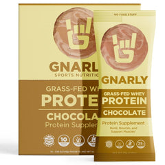 Gnarly Nutrition Chocolate Protein Powder tub label highlights NSF Sport certification for trusted post‑workout recovery.