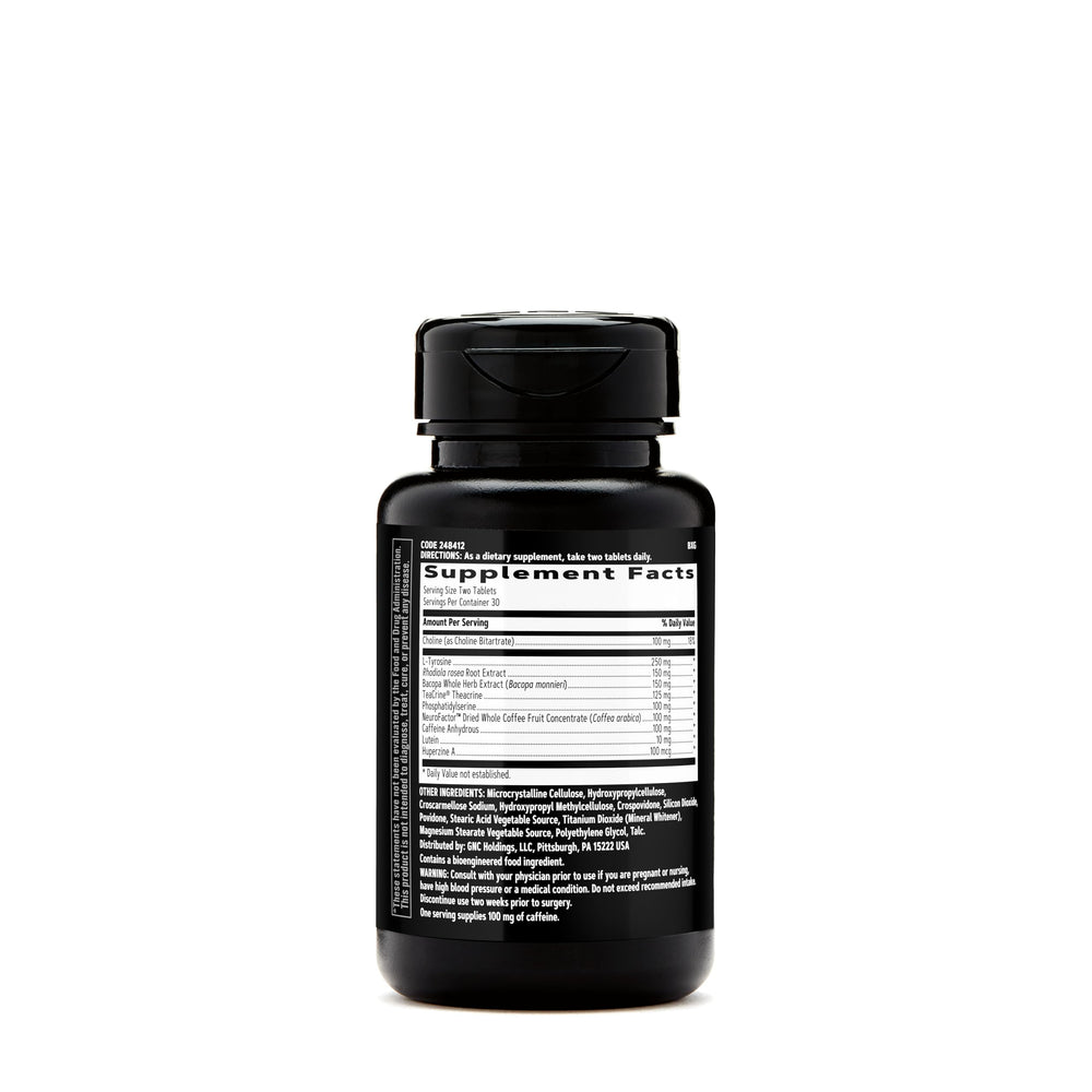 GNC AMP Amplified Focus close-up, highlighting ingredients for mental clarity