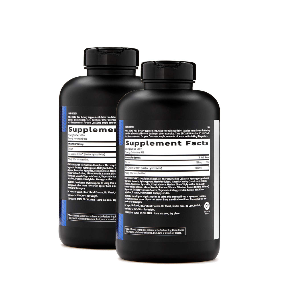 Capsules inside the GNC AMP Creatine HCl 189 bottle for daily use