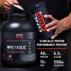 GNC AMP Wheybolic protein increase visualization for muscle support.