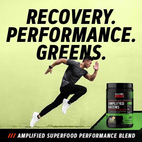 GNC Amplified Greens ICY Lemonade glass ready for a refreshing nutrition shake