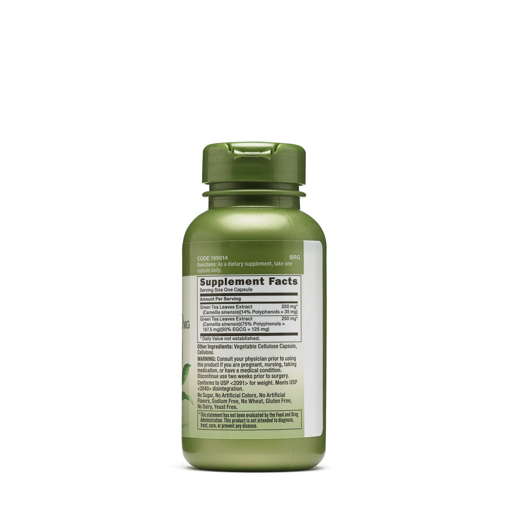 GNC Herbal Plus Green Tea Complex bottle label highlights EGCG polyphenols