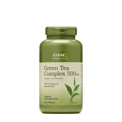 GNC Herbal Plus Green Tea Complex bottle with metabolism-supporting capsules