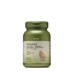 GNC Herbal Plus Odorless Garlic 1000mg tablets, 100-count bottle for daily cardiovascular support