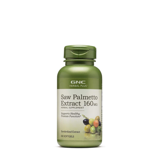 GNC Herbal Saw Palmetto Extract bottle shows the 160 mg formula for prostate wellness.