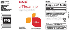 GNC L-Theanine 200mg capsule close-up highlighting easy dosing.