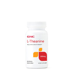 GNC L-Theanine 200mg softgel bottle for calm, relaxed daily calm.