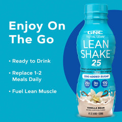 GNC Lean Shake 25 pack of 12 ready-to-drink bottles.