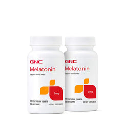 GNC Melatonin 3mg twin-pack bottle front view for an easy bedtime routine