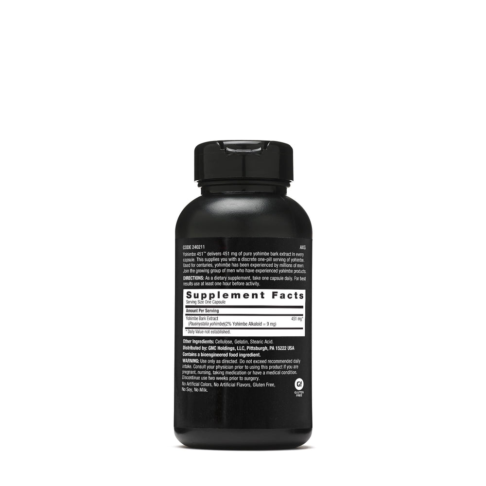 GNC Men's Yohimbe 451 capsules ready for daily use within a wellness routine