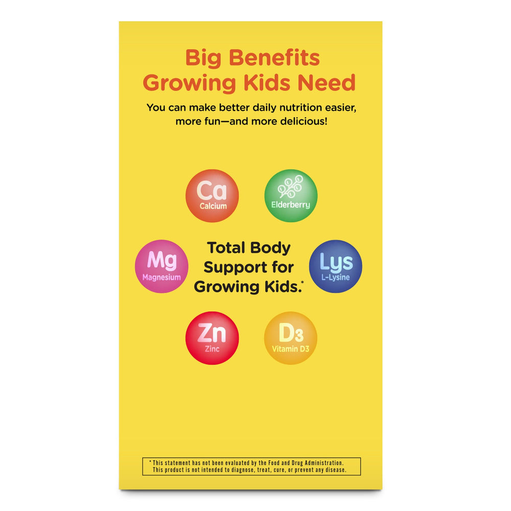 GNC Milestones Kids Premium Liquid Calcium+ pouch ready for school and travel